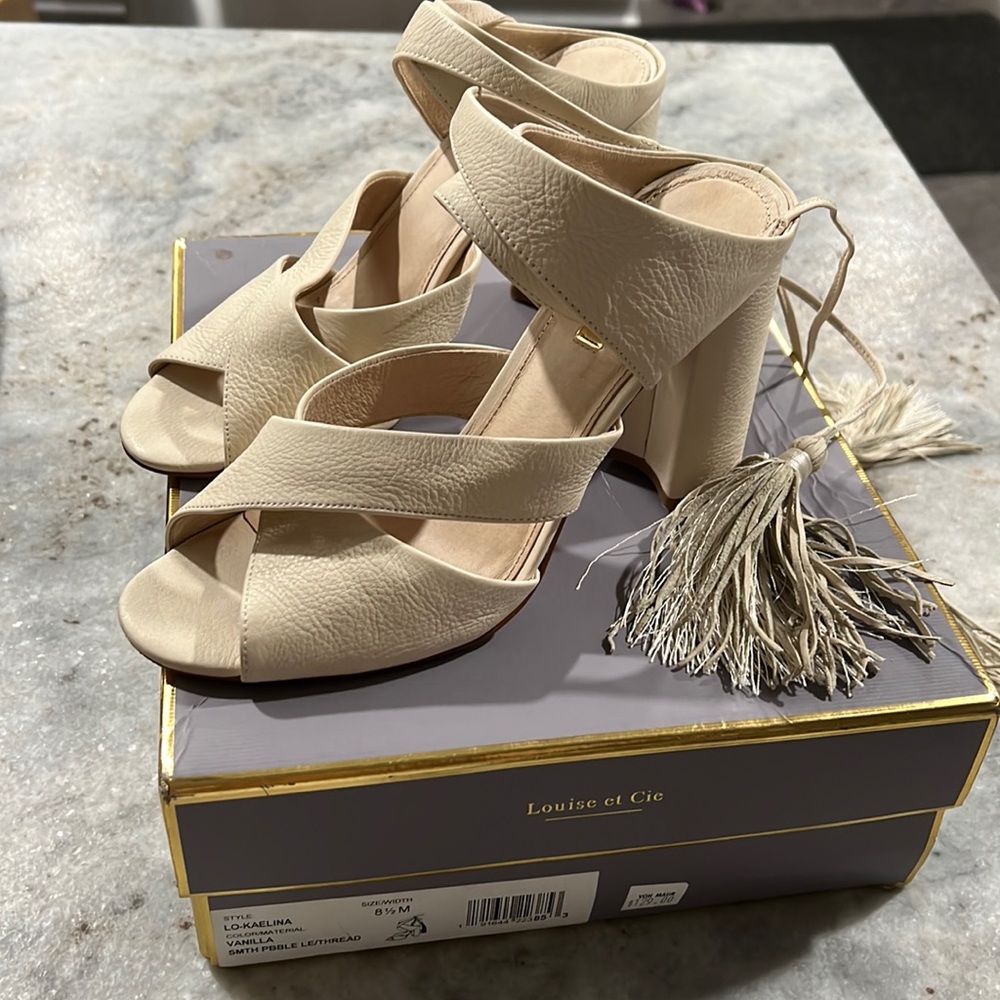 Louise et Cie vanilla smooth pebble leather heels